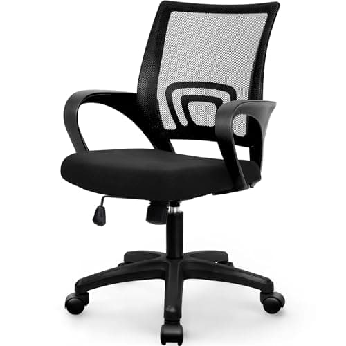 NEO CHAIR Office Computer Chair Mid Back Desk Ergonomic Mesh Gaming Seat Comfy Lumbar Support Rolling Wheels Adjustable Height Swivel for Home Task (All Black)
